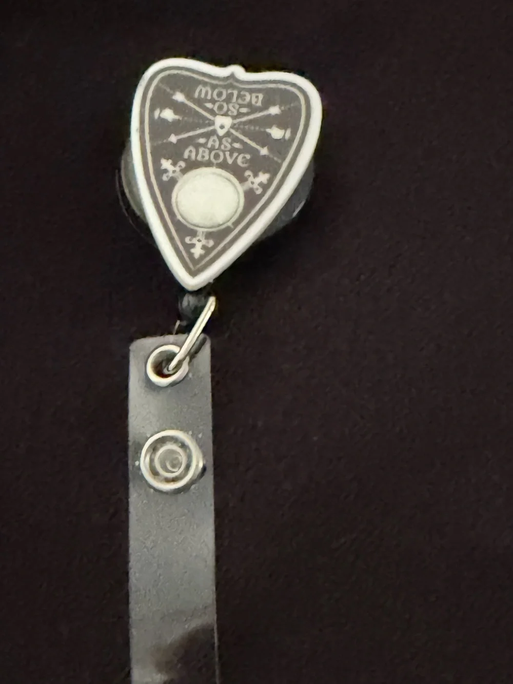 Black Heart Planchette Badge Reel ID Holder